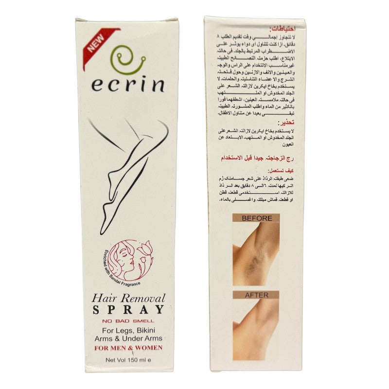 Ecrin Hair Removal Spray for Men & Women | Fast, Gentle Hair Remover 100ml