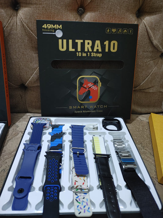 Ultra 10 Smartwatch | 10-in-1 Series 8 | 2.01β³ HD Big Screen | IP68 Waterproof | 10 Straps Included