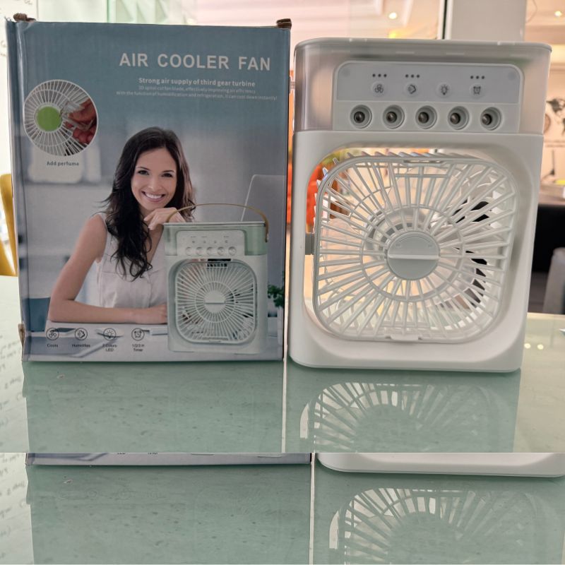 9 Inch Mist Fan | Portable Air Conditioner Fan | Mist Water, And Humidifier Function | Led Night Light Water Mist | Random Color