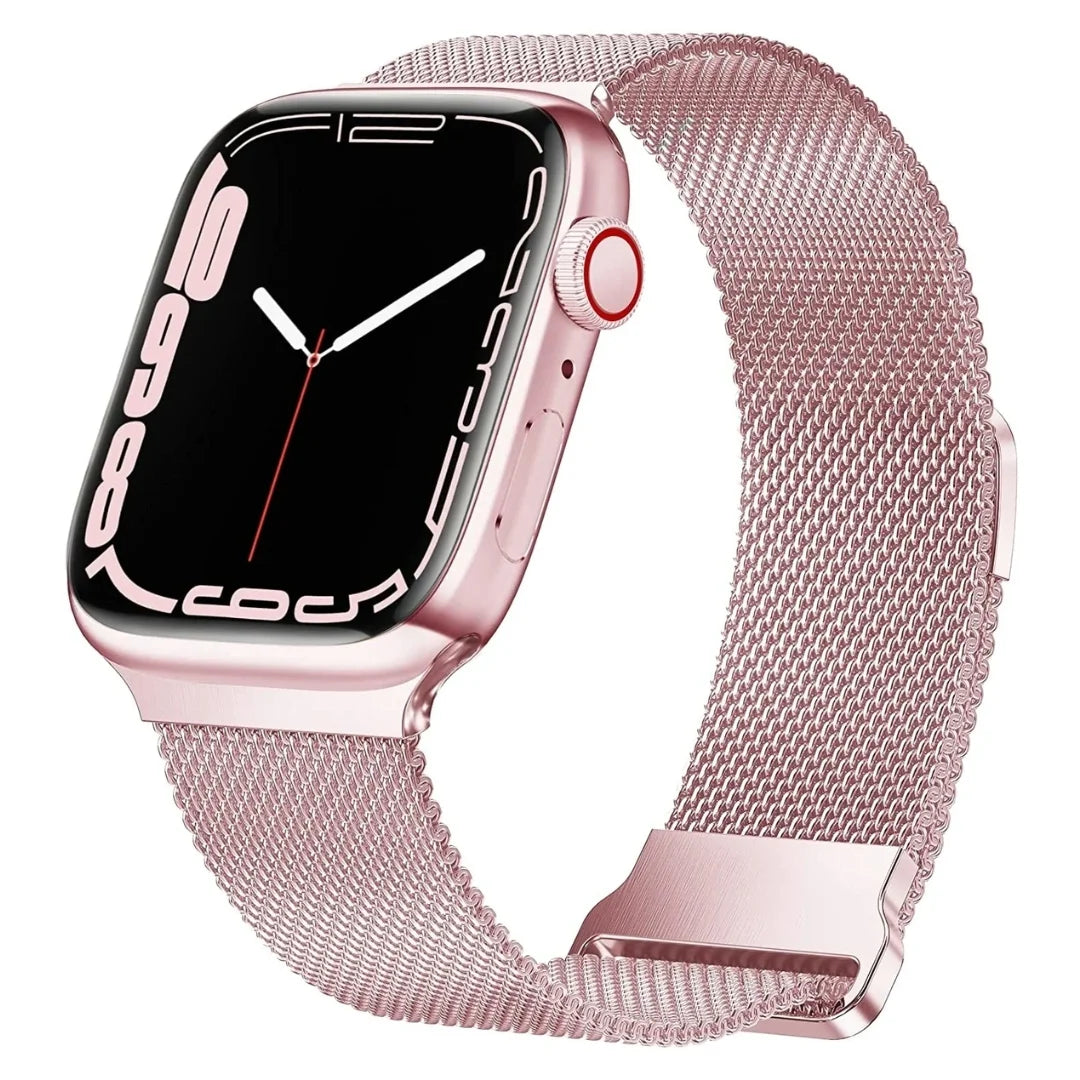 Rose Pink | Apple Watch Milanese Magnetic Loop Strap | Stainless Steel Band | 42mm / 44mm / 45mm