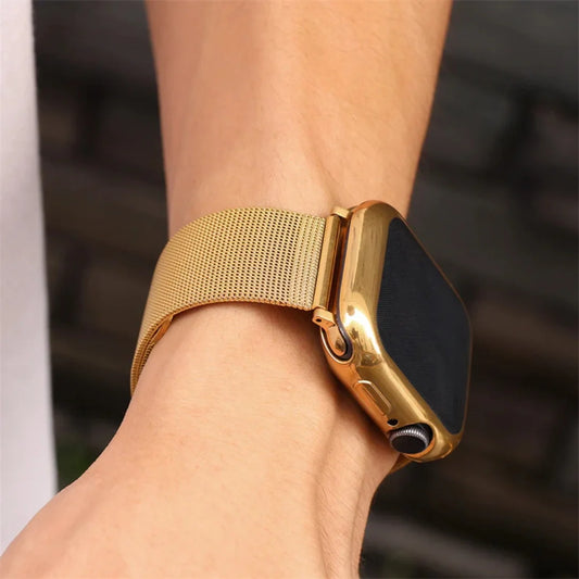 Gold | Apple Watch Milanese Magnetic Loop Strap | Stainless Steel Band | 42mm / 44mm / 45mm
