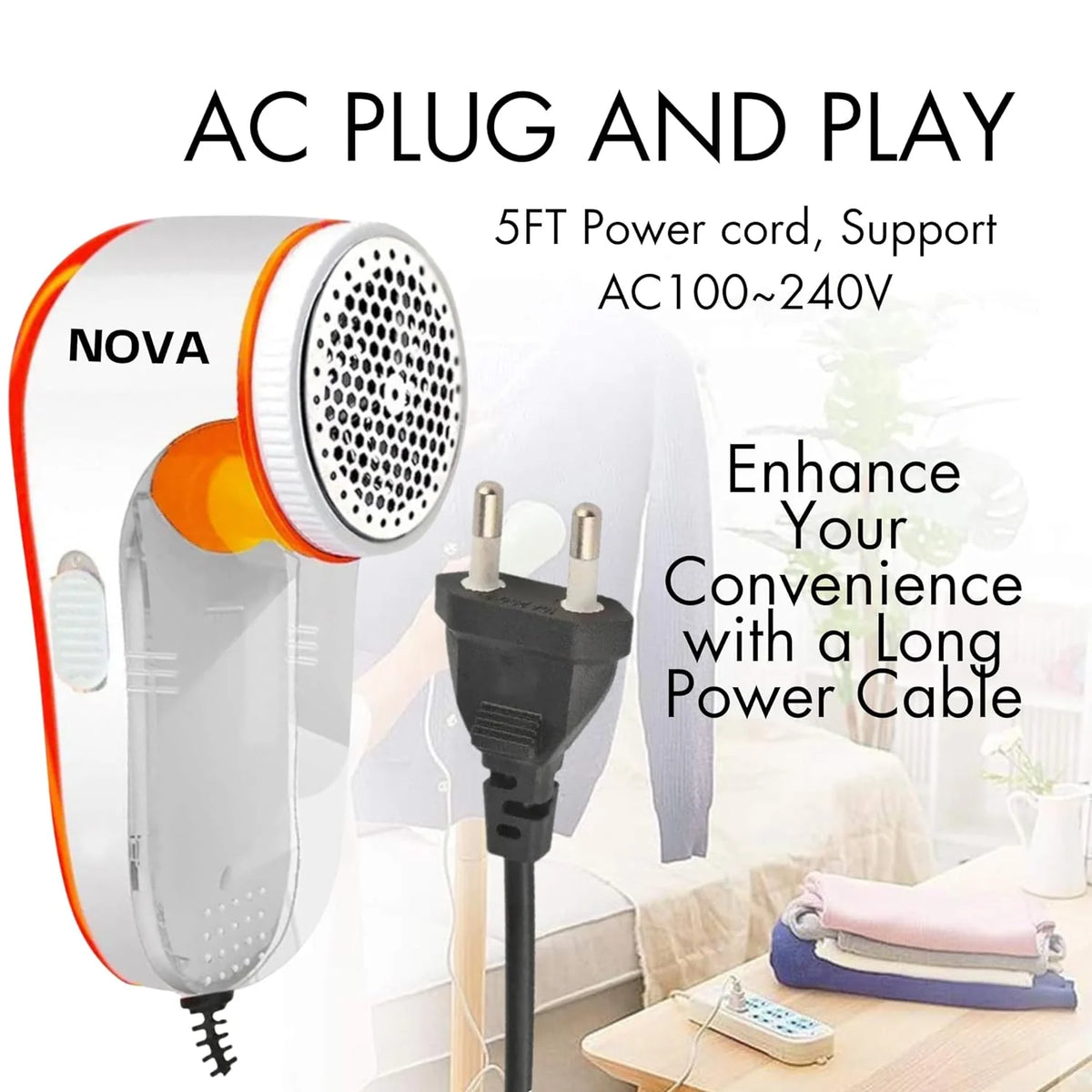 Nova Electric Lint Remover NLR-208 | High Quality Fabric Shaver for Wool & Clothes | Rotary Sharp Blades