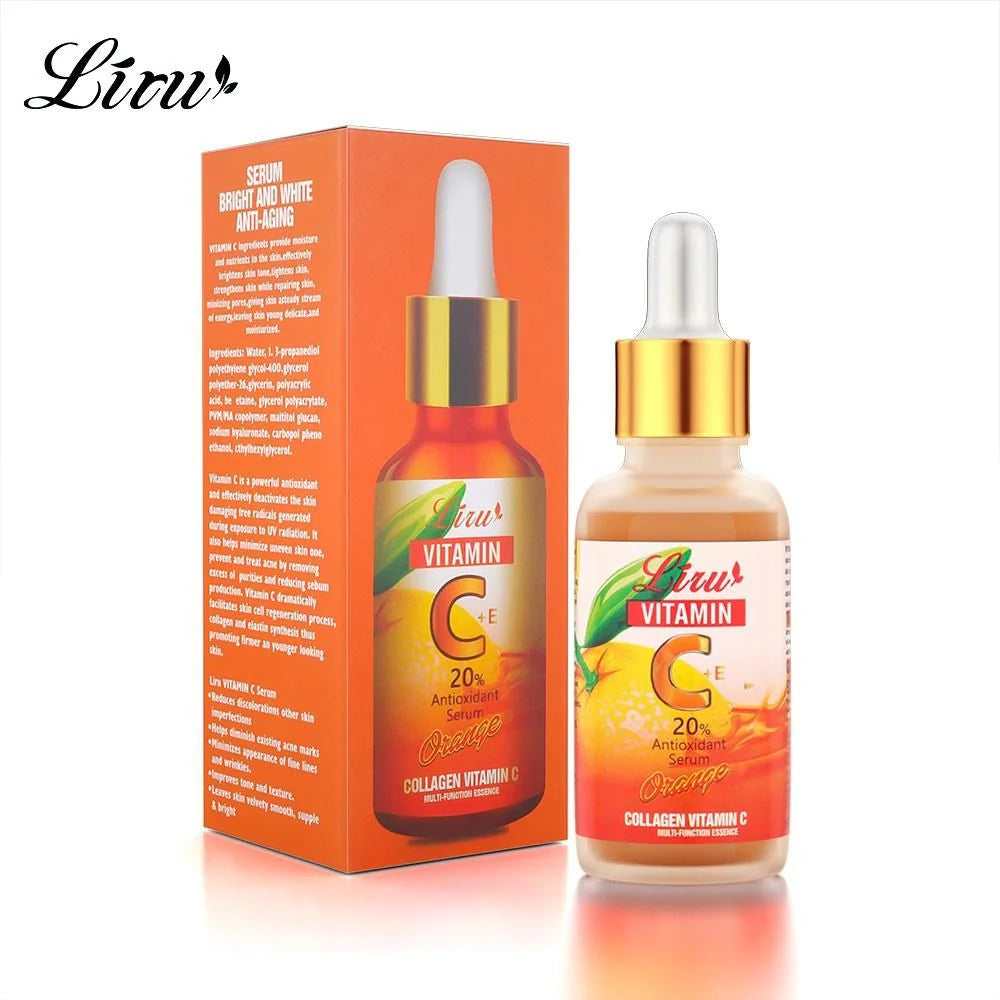 Liru Collagen Vitamin C Serum Orange 30ml Brightening Anti-Aging Face Serum for Glowing Skin