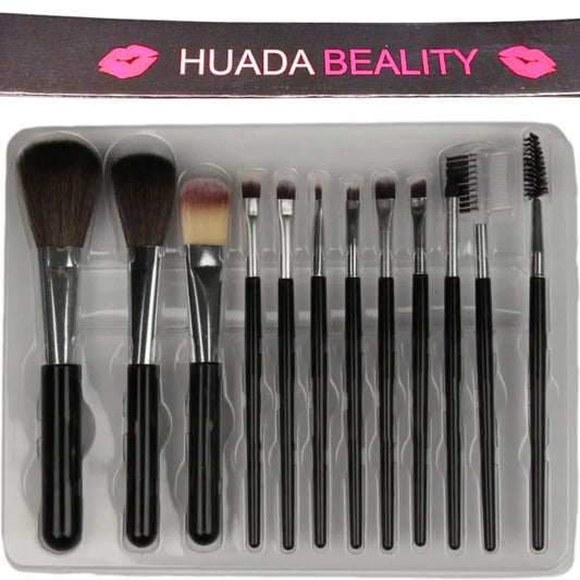 Makeup Brush Set β 12-Piece Professional Makeup Tool Kit | Soft, High-Quality Synthetic Bristles | Huada | Fit Me | Pabibrow