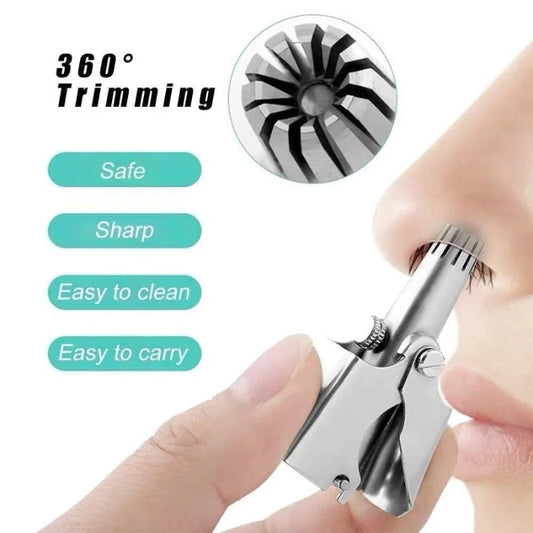 Manual Stainless Steel Nose & Ear Hair Trimmer β Painless, Battery-Free Precision Grooming Tool with Cleaning Brush