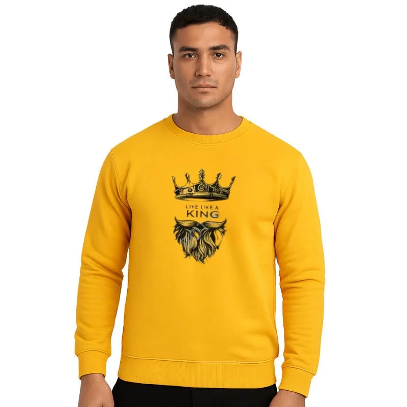KING Printed Yellow Tracksuit Sweatshirt & Trouser | Warm & Comfortable Winter Wear | XL