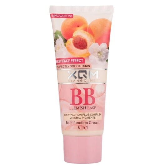 XQM BB Blemish Apricot Base Cream | 6-in-1 Multifunction BB Cream with Hyaluronic Acid & Mineral Pigments | SPF 15 | 65ml