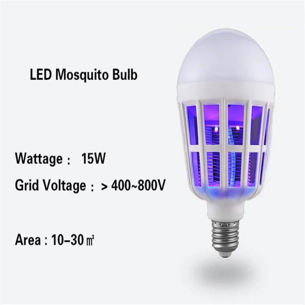 2-in-1 LED Mosquito Killer Bulb | 15W Insect Zapper Light | Silent, Odorless, Energy Saving
