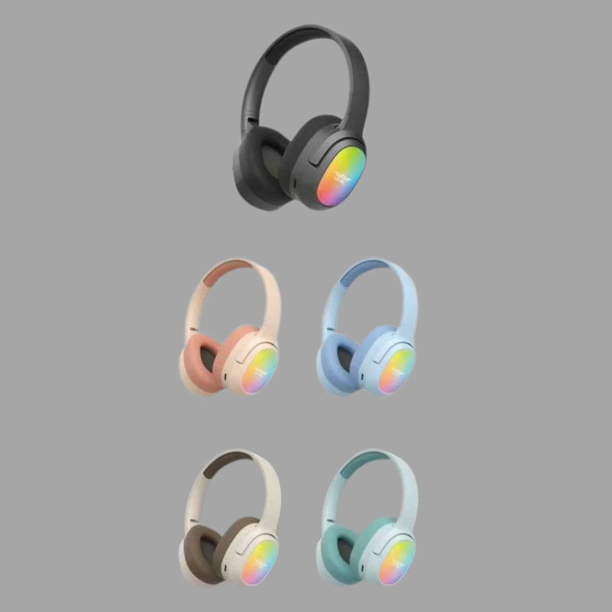Lelisu LS-257 Wireless Stereo Headphones | Bluetooth 5.4 Over-Ear Headset with Type-C Charging & LED Lights