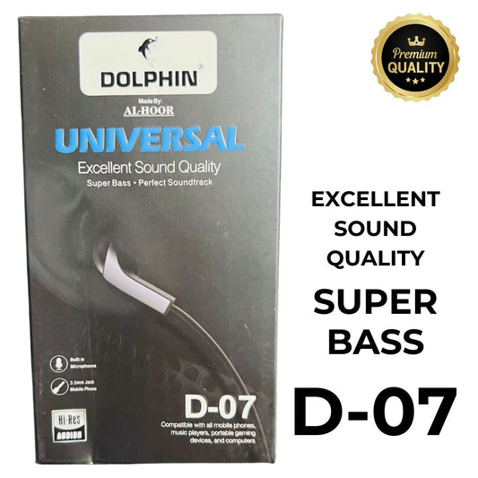 Dolphin D-07 Handsfree | Super Bass Stereo Sound | High-Quality Audio with Mic & Controls