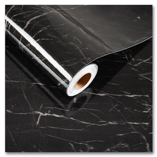 Black & Grey | Marble Sheet Sticker 60x200cm | Waterproof Self-Adhesive PVC Wallpaper for Furniture Walls