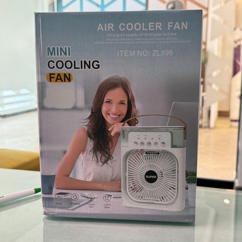 10-Inch Large Portable Air Conditioner Fan | USB Electric Fan with LED Night Light, Mist & Humidifier Function | Random Color