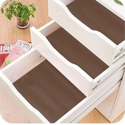 Anti-Slip Fridge & Shelf Mat | Waterproof Washable Liner for Kitchen Drawers Cabinets | Brown