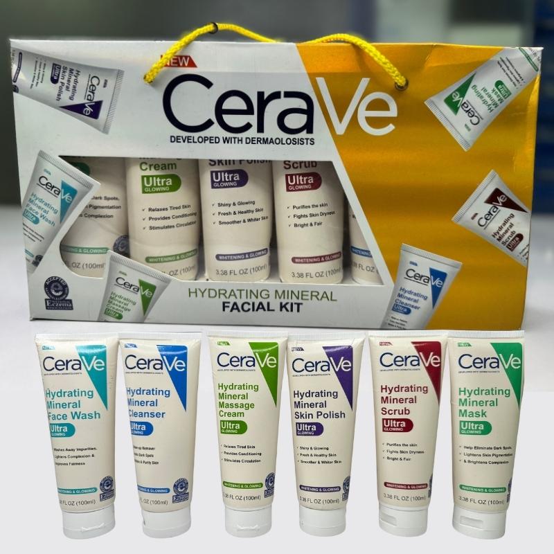 Pack of 6 – CeraVe Hydrating Mineral Facial Kit | Deep Moisture & Skin Repair Skincare Set