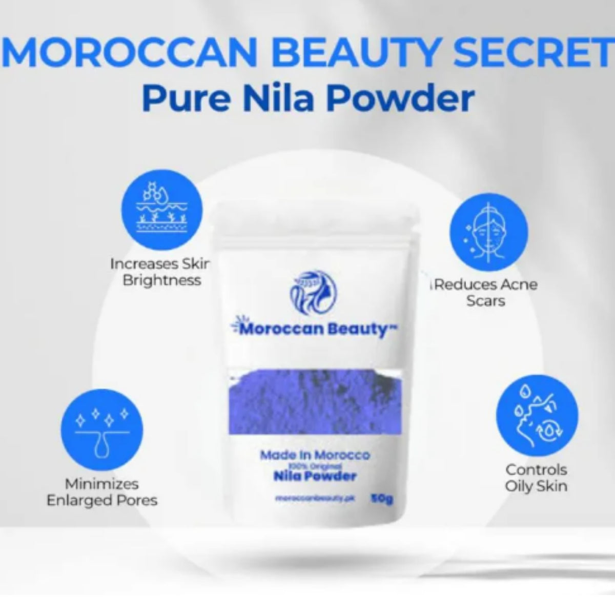 Moroccan Beauty Blue Nila Powder 50g | Skin Whitening, Anti-Inflammatory & Hydrating